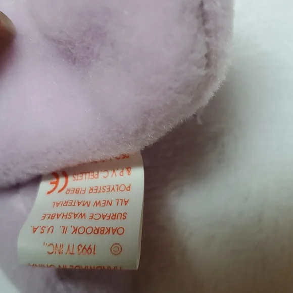 Happy the hippo, Ty beanie Babies Collect Mint Retired 1994 Purple Hippopotamus - Picture 7 of 7